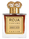 Luxury Amber Aoud perfume bottle with gold label and crystal-topped cap, oriental scent