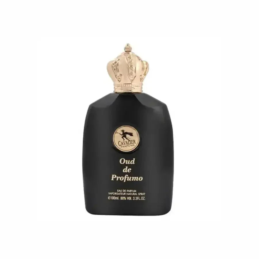 Cavalier Oud de Profumo luxury perfume bottle with gold crown cap, 100ml oud fragrance